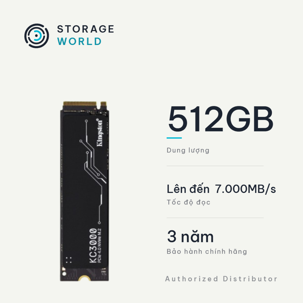 Ổ Cứng Gắn Trong SSD Kingston KC3000 512GB, 1TB, 2TB NVMe PCIe Gen 4.0 Tản Nhiệt Graphene Gọn Nhẹ