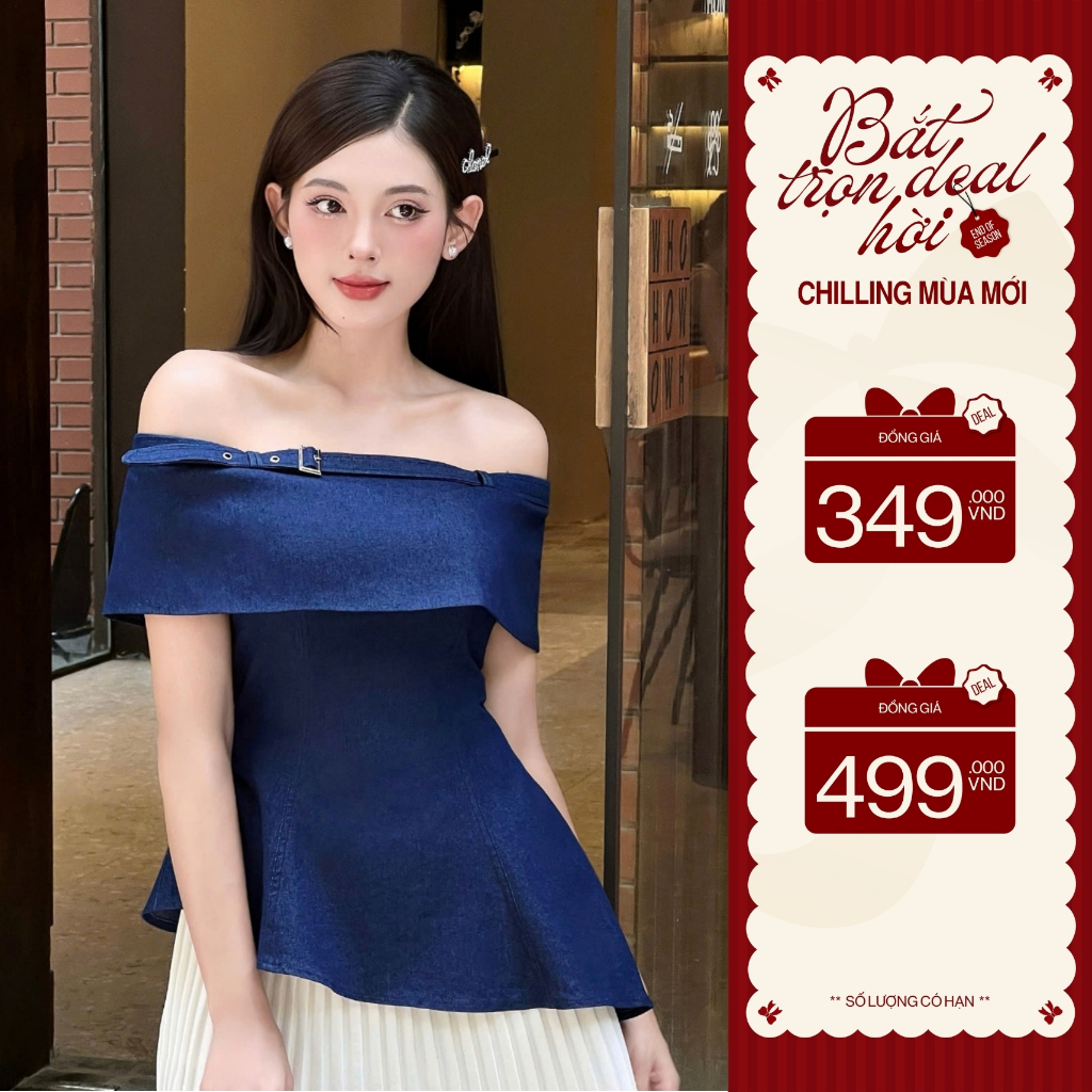 ZAMY SHOP - ÁO TK bò đai ngực gấu chéo áo kiểu xinh, áo kiểu nữ đẹp tiểu thư, áo kiểu sang chảnh