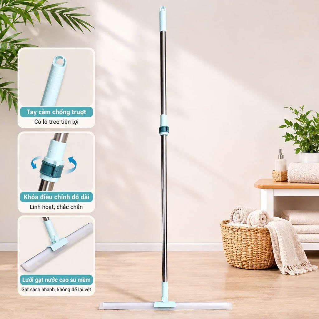 Chổi Silicon Gạt Nước Sàn Nhà Tắm VHOME – Chổi Quét Nhà Thông Minh Gạt Sạch Nước, Tóc & Bụi, Chống T