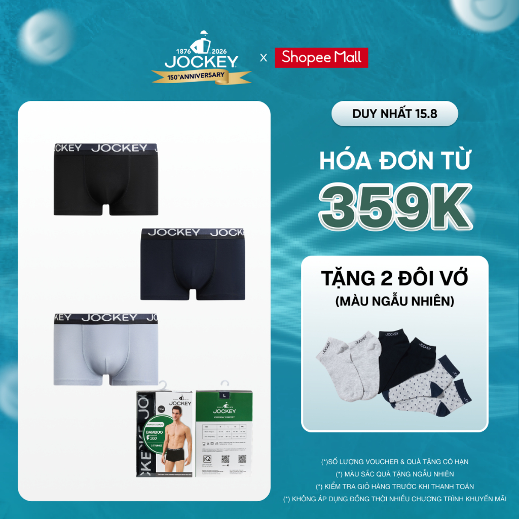 Combo 3 Quần Lót Bamboo Nam Jockey Dáng Trunk - J4118
