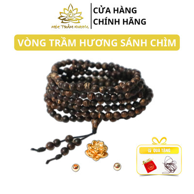 Vòng Tay Trầm Hương 216 Hạt Trầm Sánh Chìm 4 mm Mix Charm Hoa Sen Bạc S925 Mạ Vàng - Mộc Trầm Hương MTH