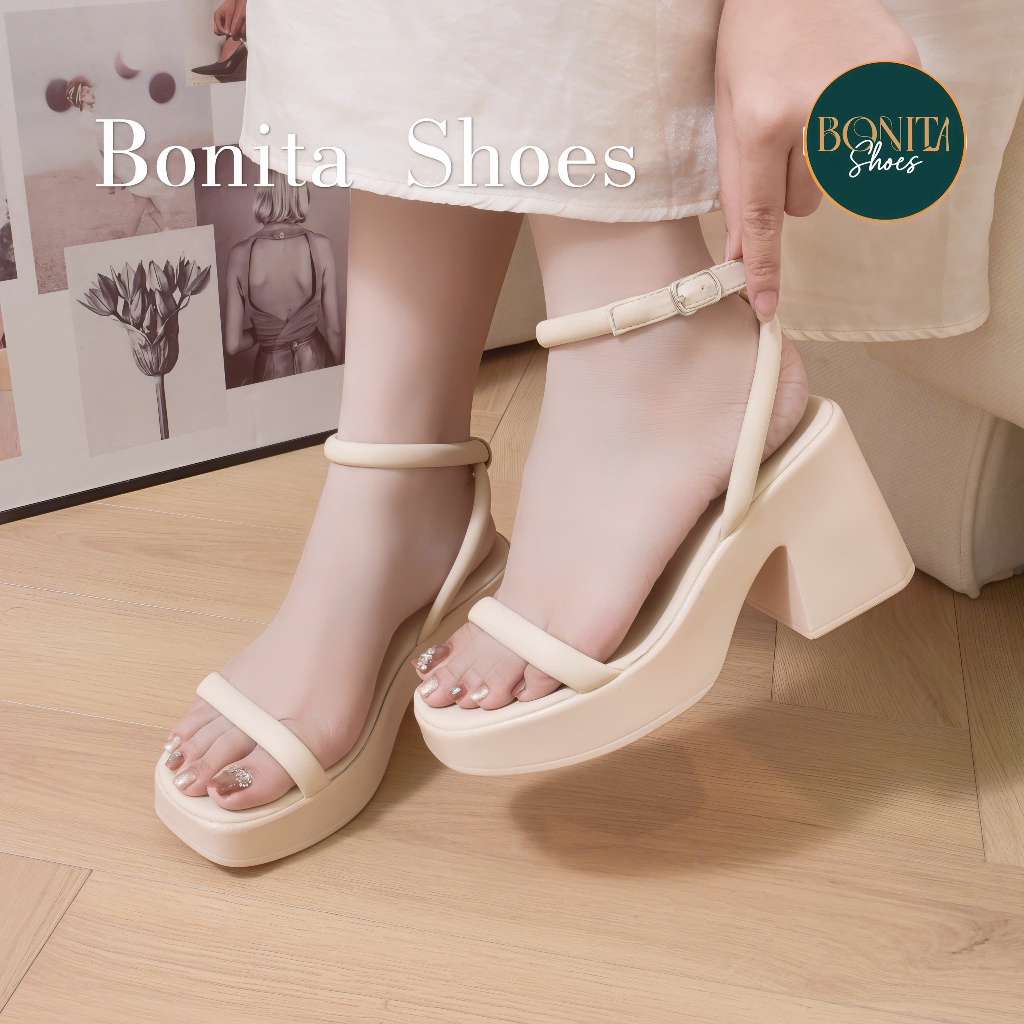 PU002 Sandal xuồng nữ Bonita Shoes quai dây mảnh đế Pu cao 8cm - NS1