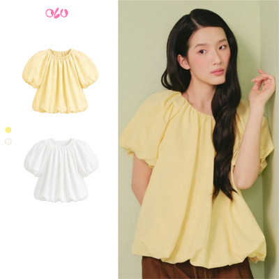 Áo bí babydoll OLV tay phồng dáng rộng dễ thương Cotton Puff Short Sleeve Top phù hợp đi chơi