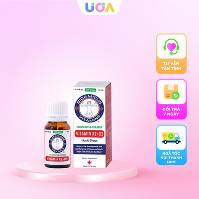 BioAmicus Vitamin D3K2 hỗ trợ phát triển xương răng cho bé sơ sinh (10ml)