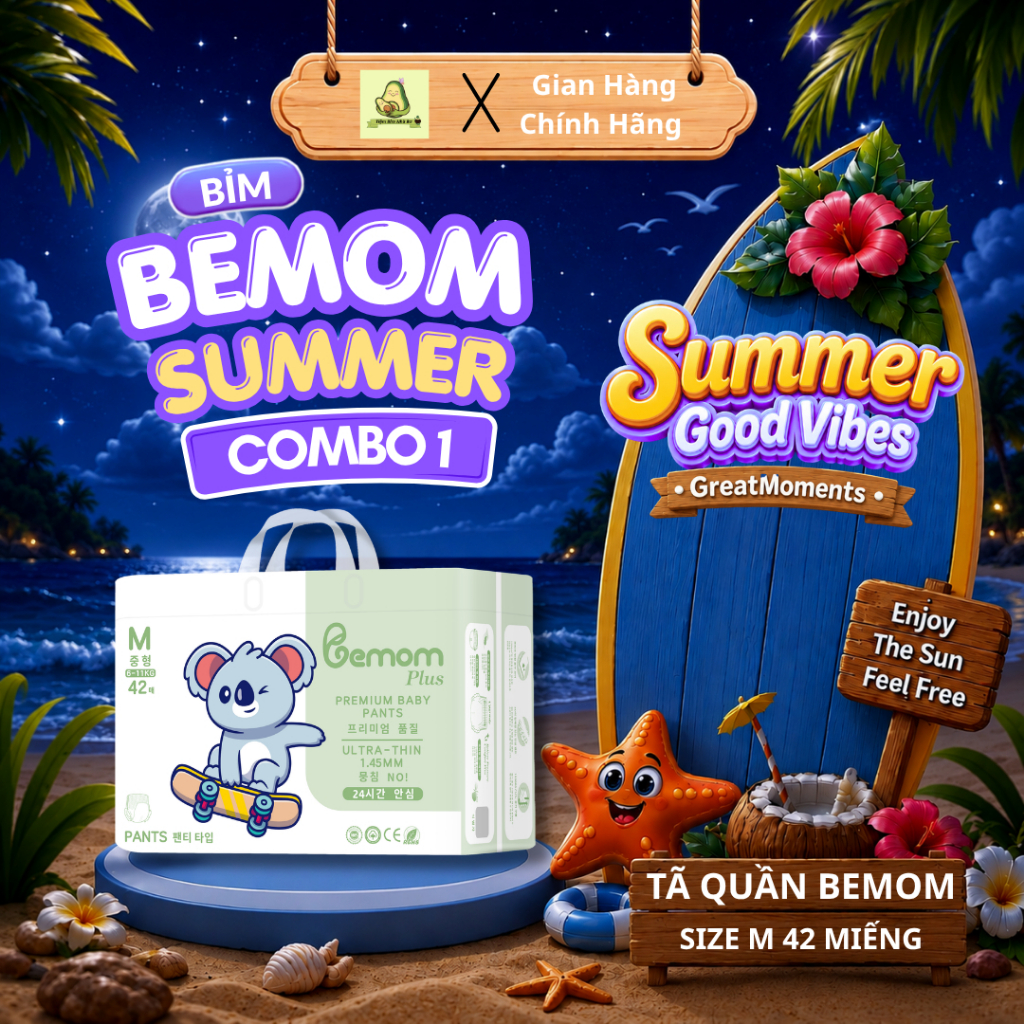Bỉm quần Bemom Plus chính hãng, chống trào hiệu quả size M 42 miếng