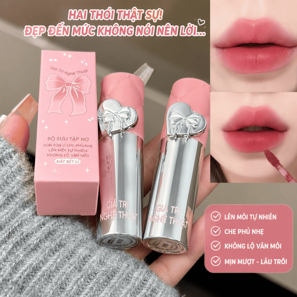 Son Art Value Nơ Son Lì Nữ Lên Màu Đẹp, Mịn Môi,  Nơ Hồng Sang Chảnh | Hàng Nội Địa Chính Hãng