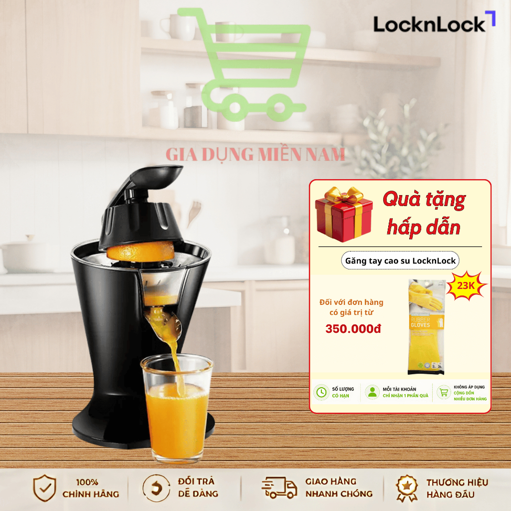 EJJ256BLK - MÁY VẮT CAM, Lock&Lock Handle Citrus Juicer 230V~, 50Hz, 85W - Màu đen