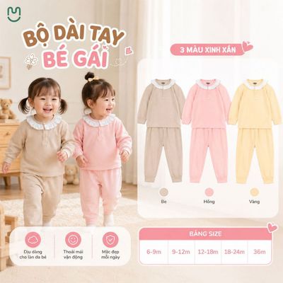 Bộ dài tay cho bé Ualarogo 6 tháng - 3 tuổi vải Petit mềm mịn co giãn thoáng khí UR 0175