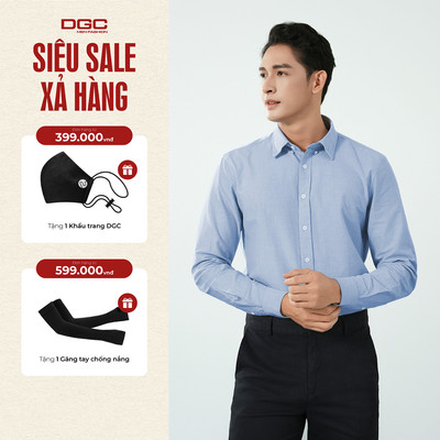 Áo sơ mi nam dài tay DGC Dáng suông Regular, Phong Cách Trẻ Trung, Chất Vải Mềm Nhẹ - SASDBC37M