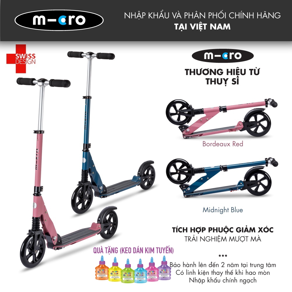 Xe scooter Micro Suspension cho trẻ 12+ và người lớn /Thương hiệu Thuỵ Sĩ/ Tải trọng 100kg