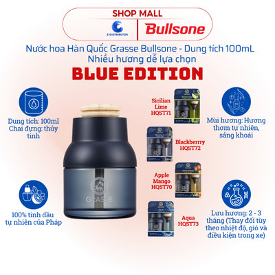 [HỎA TỐC] Nước hoa ô tô Bullsone Grasse Blue Edition Blackberry/Aqua/Apple Mango/Sicilian Lime 100mL