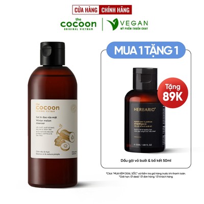 BIG SIZE Gel bí đao rửa mặt cocoon 310ml cho da dầu mụn VEGAN Mỹ Phẩm Thuần Chay