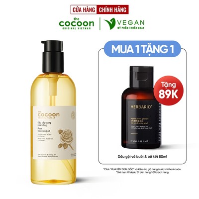 Dầu tẩy trang hoa hồng Cocoon 310ml Bigsize tẩy sạch lớp makeup & dưỡng ẩm thuần chay