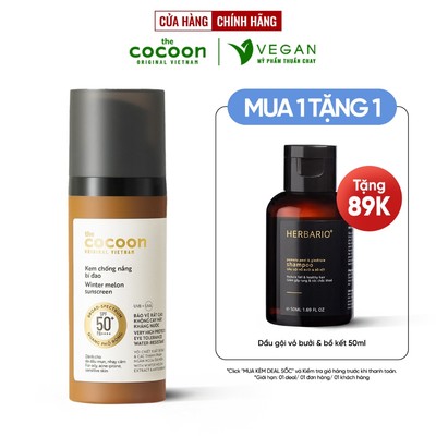 Kem chống nắng bí đao Cocoon 50ml quang phổ rộng - VEGAN - Mỹ phẩm thuần chay