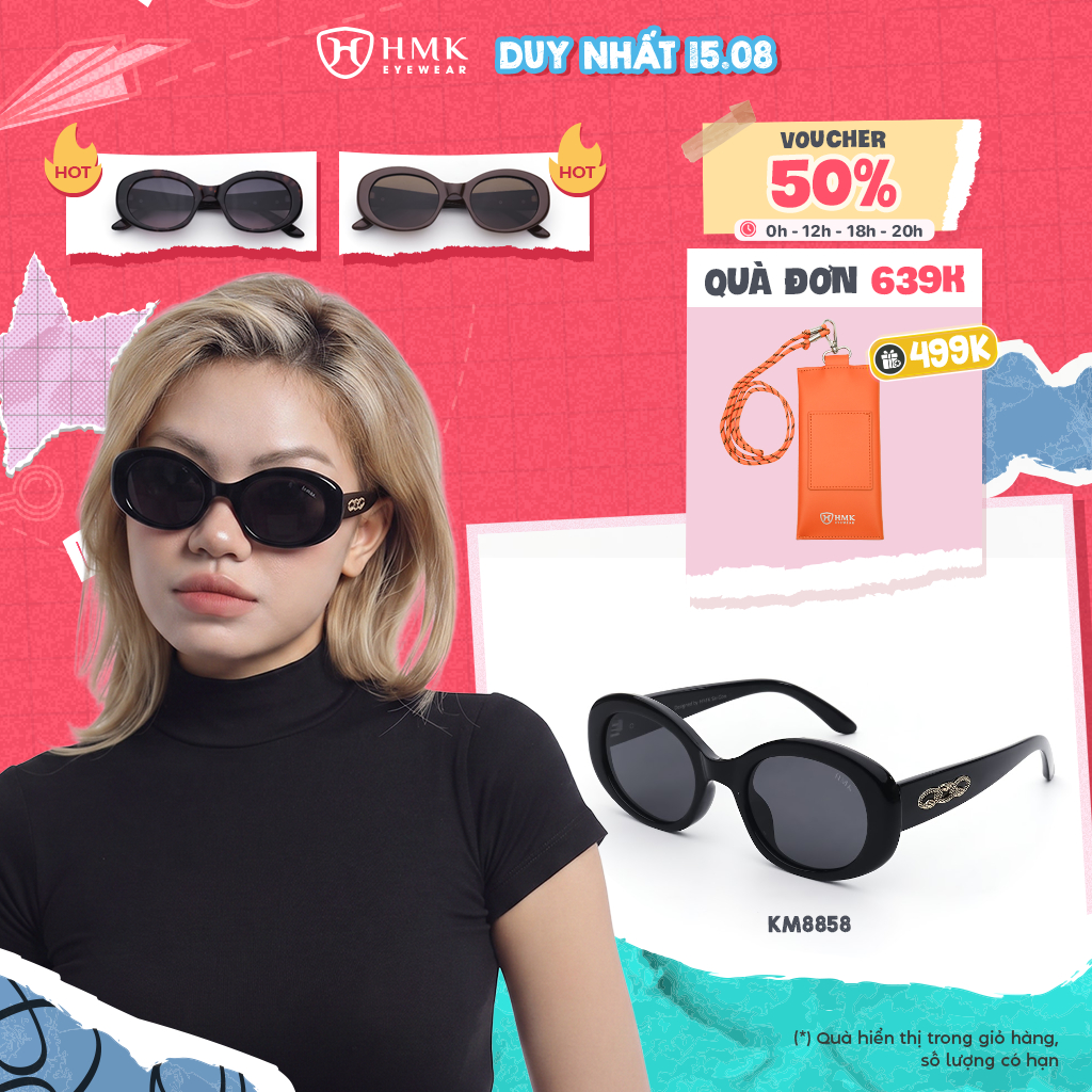 Kính Mát Đi Biển HMK Eyewear Kính Oval Thời Trang Sang Chảnh Phân Cực Chống UV - KM8858