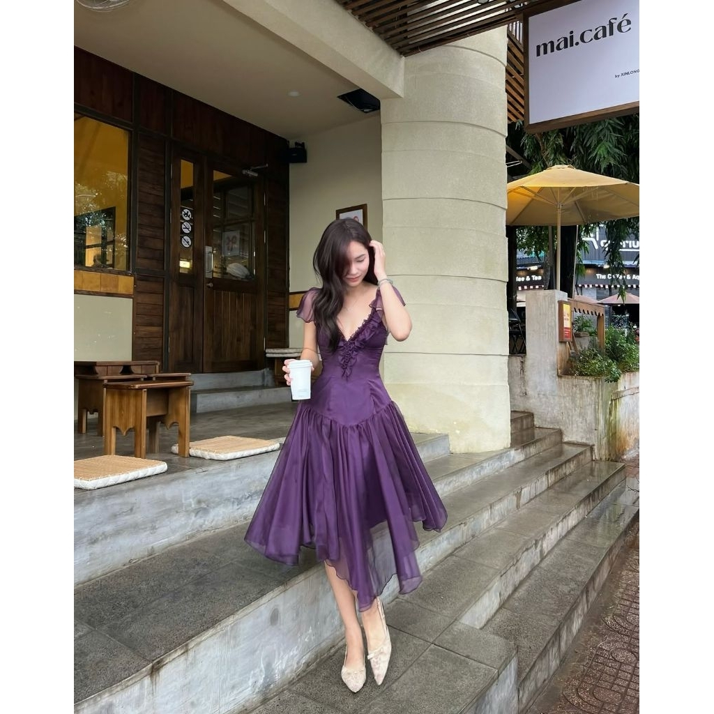 302 - Lisa store| Đầm thiết kế màu tím nhẹ nhàng cá tính