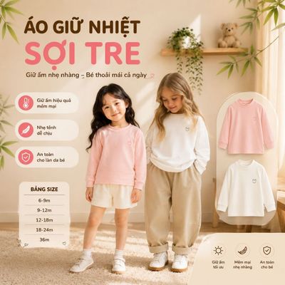 Áo giữ nhiệt cho bé Ualarogo 6 tháng - 3 tuổi vải Sợi tre Bamboo mềm mại co giãn UR 863