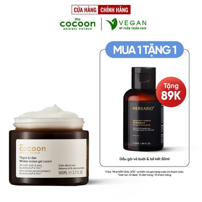 Bigsize - Thạch Bí Đao Cocoon kem dưỡng Cấp Ẩm cho da dầu mụn 100ml VEGAN Mỹ phẩm thuần chay