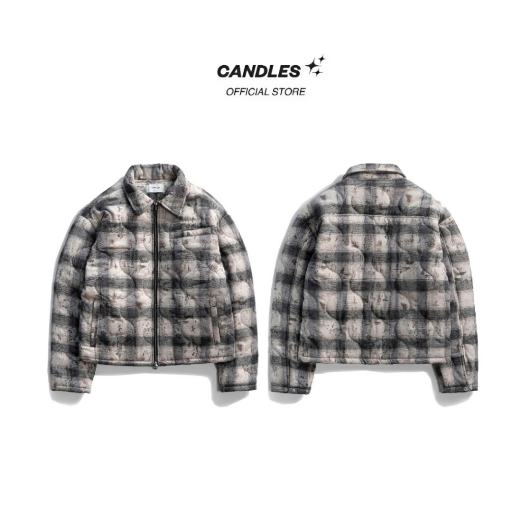 Áo Khoác Candles Patchwork Flannel Jacket Oversized Unisex