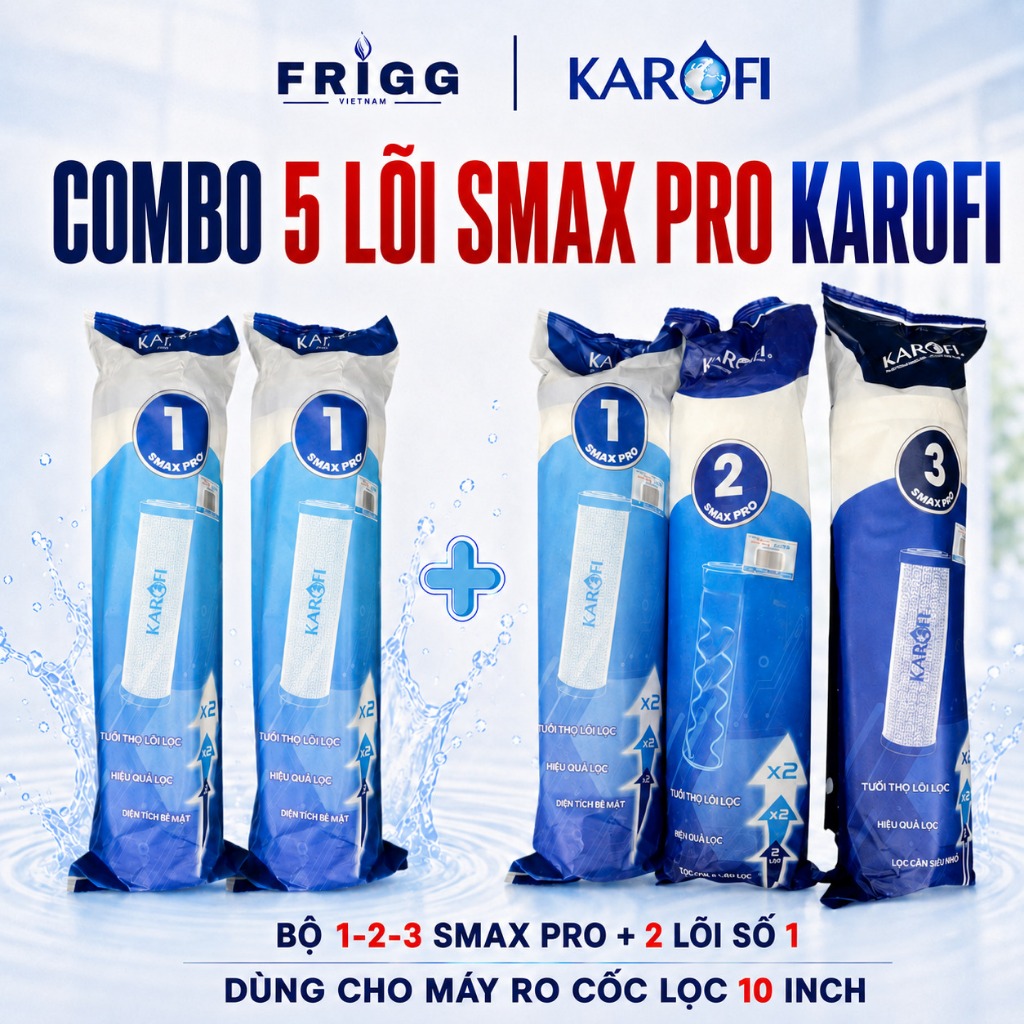 Combo 5 lõi lọc nước Karofi Smax Pro (123 + 2 lõi 1) dùng cho máy Karofi X39, D66, P95,...