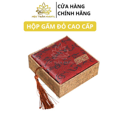 Hộp Gấm Đỏ Đựng Vòng Trang Sức (11 x 11 x 3 cm) - Mộc Trầm Hương MTH