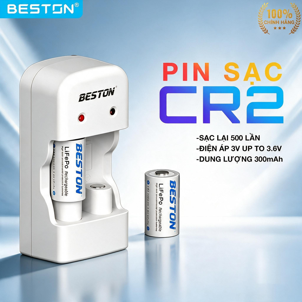 Pin CR2 kèm sạc cho pin cho máy ảnh, camera, thiết bị đo, đèn pin, ống nhòm…