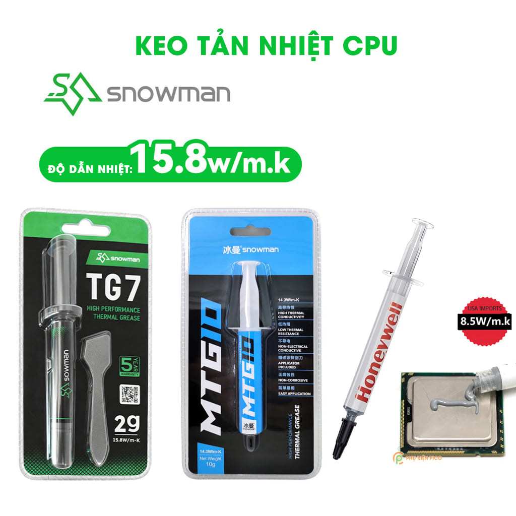 Keo tản nhiệt CPU Snowman MTG5 MTG10 MTG1 MTG2 TG7 - Kem tản nhiệt Honeywell PTM7958SP giảm nhiệt CP