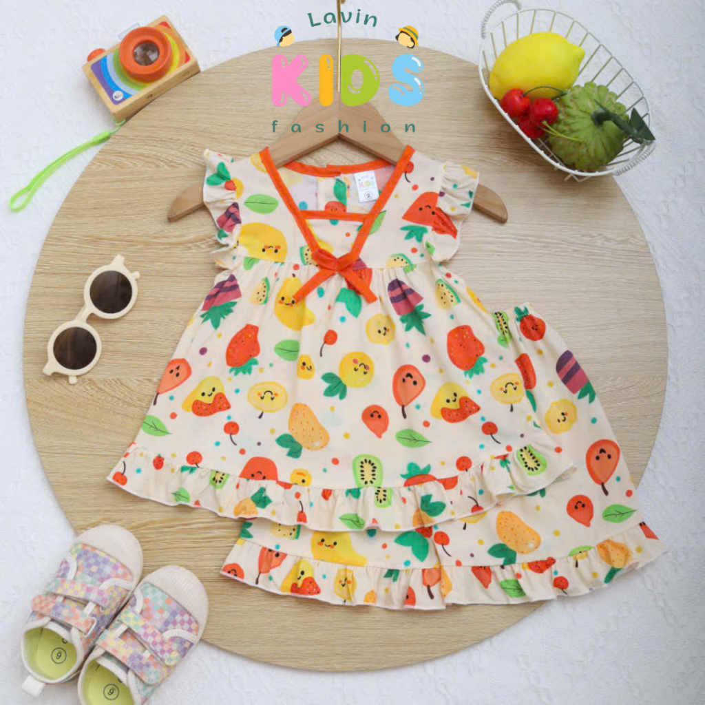 Bộ tole cánh tiên cổ tim phối viền cho bé gái size 7-18kg- Lavin Kids