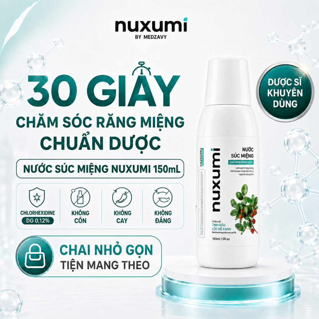Nước Súc Miệng Nuxumi Giảm Hôi Miệng, Chăm Sóc Nướu, Hơi Thở Thơm Mát Chai 150ml