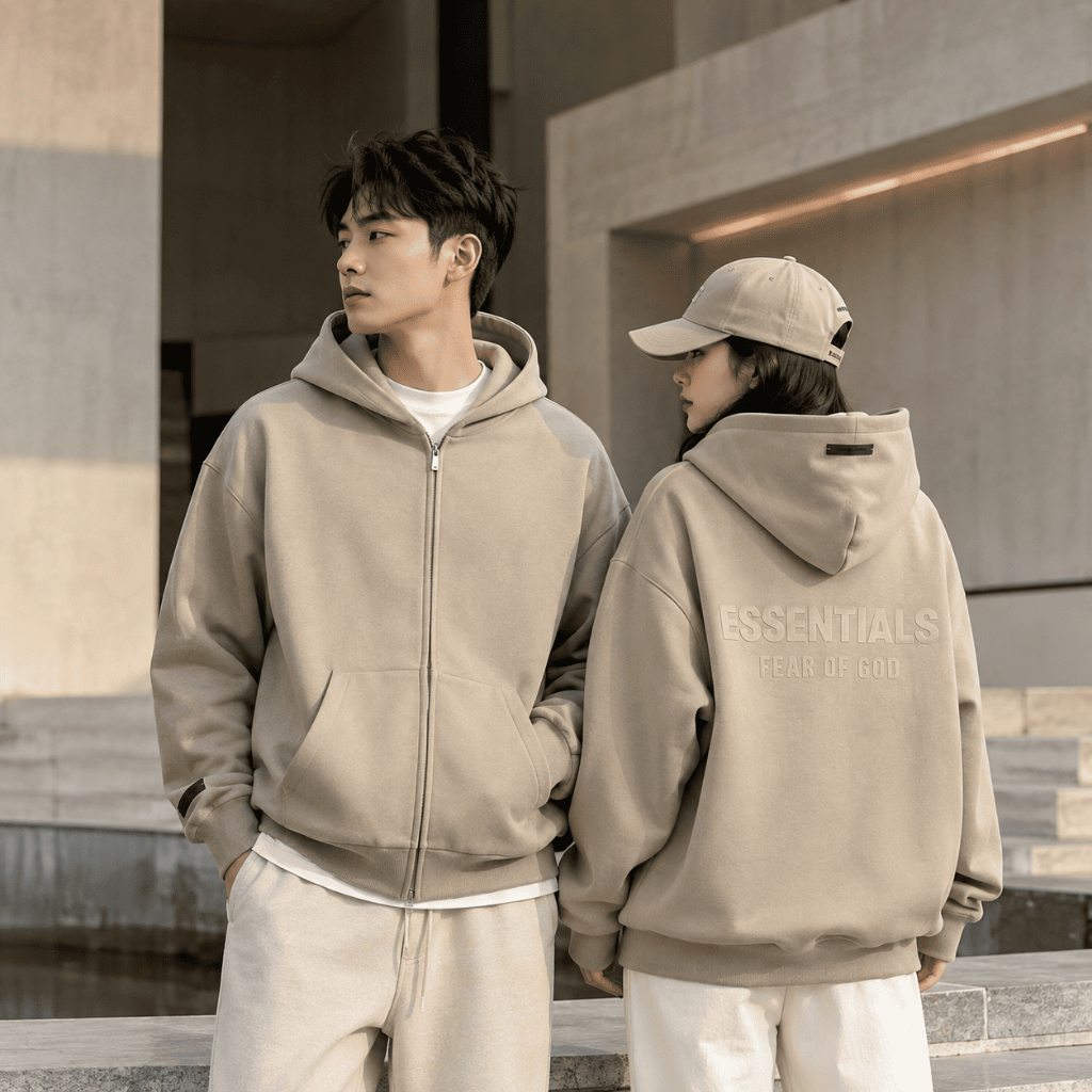 [Chính Hãng] Áo Hoodie Fit Fleece Zip Essentials Classic “Timber” 2025 – 192SP254781F | BEAMLB