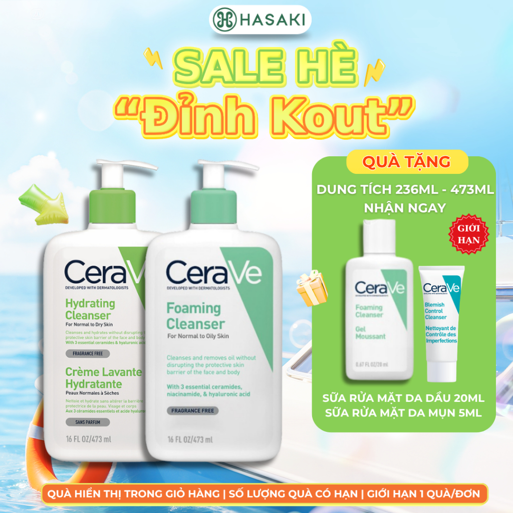 [DAILY] Sữa Rửa Mặt Cerave Sạch Sâu Cho Da Thường Đến Da Dầu, Da Khô Hasaki Sản Phẩm Chính Hãng