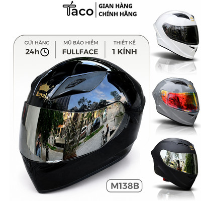 TACO - Mũ Fullface Royal M138B Trơn Có Kính Hàng Chính Hãng Bảo Hành 12 Tháng
