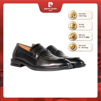 Giày lười nam Pierre Cardin chất liệu da bò thật cao cấp, khóa kim loại, đế cao su đúc nguyên khối - mã 799