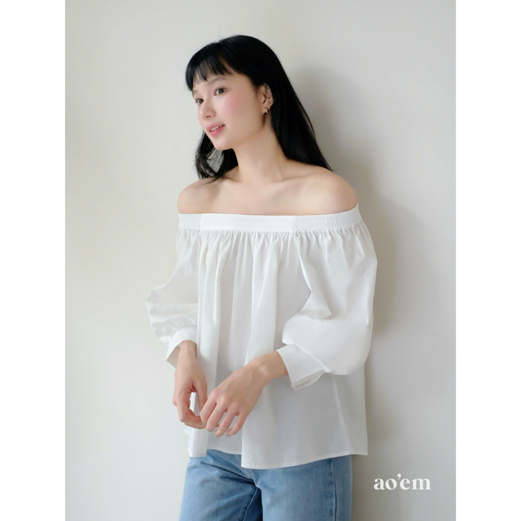 AO'EM STUDIOS | Kaily Top - Áo Trễ Vai Dáng Rộng Vải Cotton Hàn