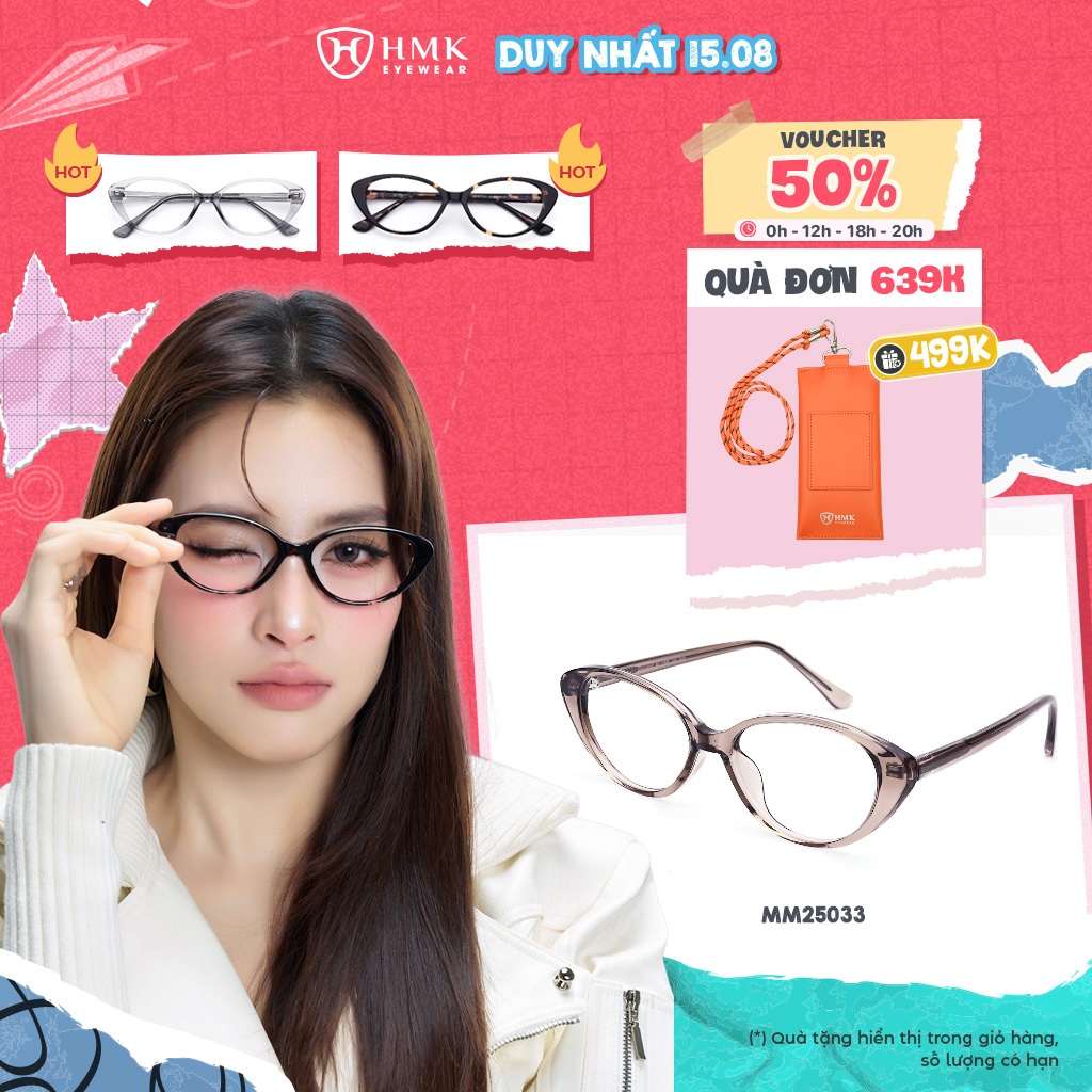 Kính Mắt Mèo Thời Trang HMK Eyewear Nhựa Cao Cấp Fashion Hợp Mọi Dáng Mặt - MM25033