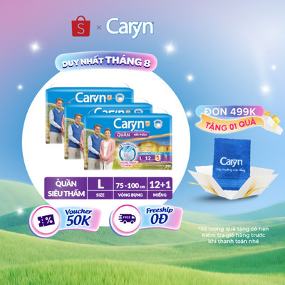 [V] [TẶNG KÈM 6 MIẾNG] Bộ 3 Tã/Bỉm Quần Người Lớn Caryn siêu thấm dành Cho Người Già Size M/L/XL