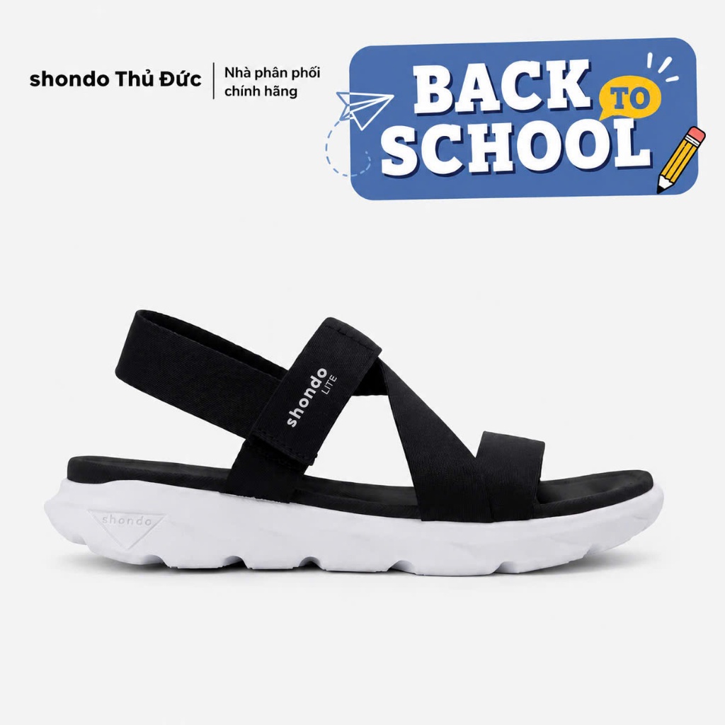 Giày sandal SHONDO F6s Lite nhẹ êm, thoải mái đen đế trắng