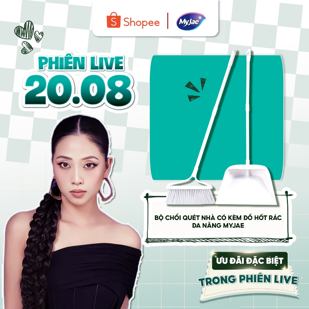 [LIÊU HÀ TRINH LIVE 20.8] [DAILY LIVE T8] Bộ chổi quét nhà có kèm đồ hốt rác đa năng MyJae