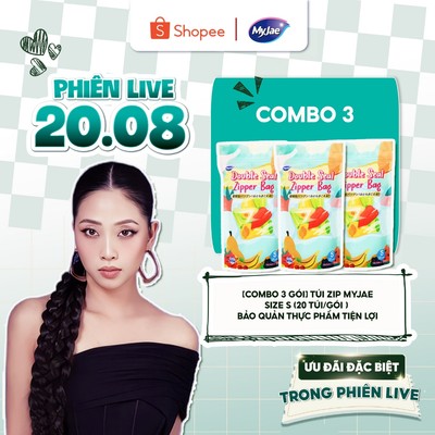 [LIÊU HÀ TRINH LIVE 20.8] [DAILY LIVE T8]  COMBO 3 Túi Zip Đựng Thực Phẩm MyJae size S