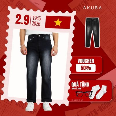 Quần jean dài nam AKUBA form regular chất liệu jean dày dặn, tôn dáng, thoáng khí | 01DE1038