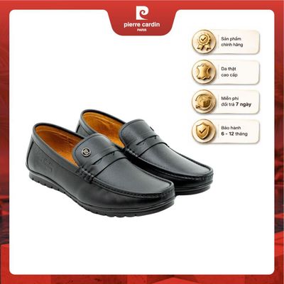 [sản phẩm bán chạy] Giày lười nam Pierre Cardin da bò thật, đế cao su chống trượt, form thoải mái hiện đại - mã 818