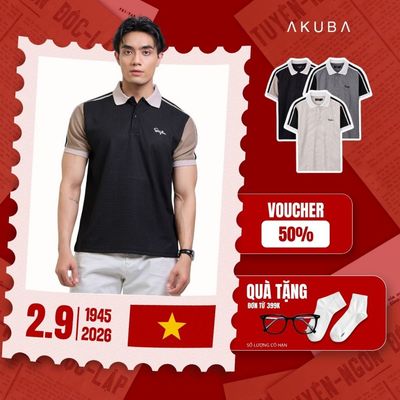 Áo Polo Nam AKUBA Vải Cotton Dày Dặn Thoáng Mát Phối Màu Tay Raglan Form Slimfit | 01HE1237