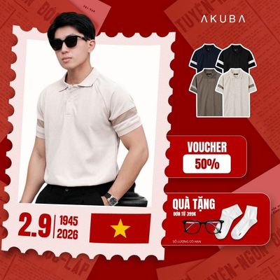 Áo Polo Nam AKUBA Chất Vải Cotton Dày Dặn, Tay Ngắn Phối Sọc Ngang, Form Slimfit | 01HE1248