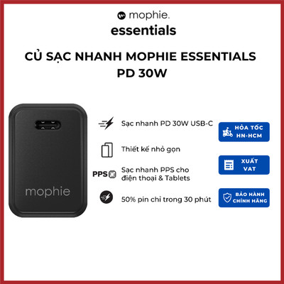 Cốc sạc nhanh mophie Essentials PD 30W type C - dành cho ip/nhà táo/Android