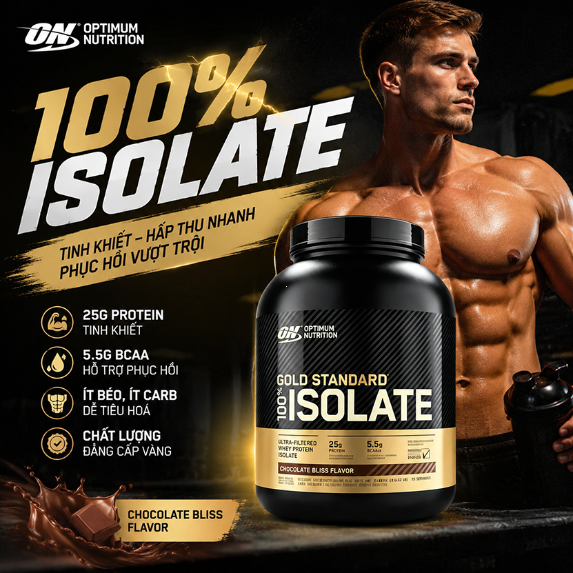 ON Gold Standard 100% Isolate Whey Protein Socola Whey Isolate Tăng Cơ Tập Gym Dễ Hấp Thu