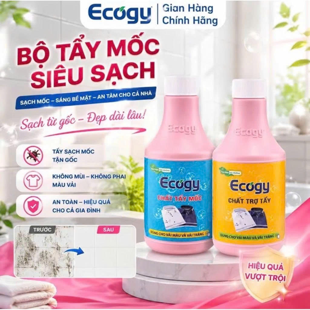 (Link mới) Bộ tẩy mốc siêu sạch Ecogy tẩy mốc thâm kim, máu, nhựa cây...trên quần áo, đồ vải