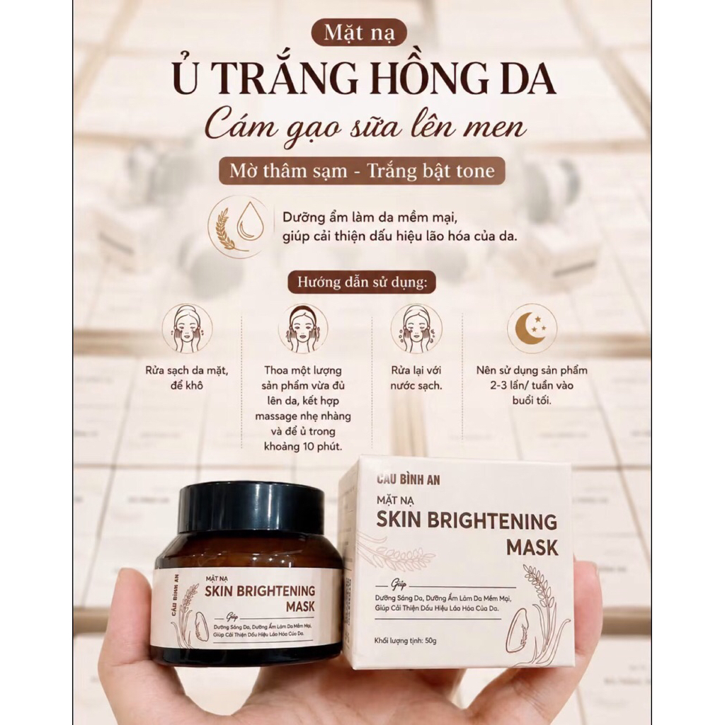 Mặt Nạ Ủ Trắng Cám Gạo Sữa lên men Cầu Bình An