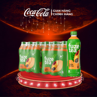 Lốc 24 Chai Trà Đào Và Hạt Chia Fuze Tea 450ml/Chai Coca-Cola Official Store Sale 8.8_SP