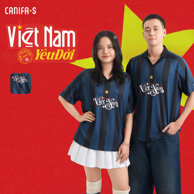 Áo Jersey Boxy Unisex Người Lớn Yêu Đời thiết kế cổ V phong cách thể thao CANIFA S 5TP26W002
