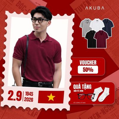 Áo Polo Nam AKUBA Cổ Bẻ Slimfit, Vải Cotton Co Giãn, Thoáng Mát, Mềm Mịn | 01HE1325